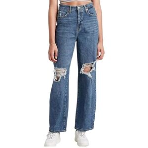 NWT Wild Fable Highest High Rise Waist Baggy Blue Jeans Distressed Wide Leg 4